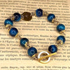 BRACELET DIZAINIER "OramusTe" EN ŒIL DE TIGRE (Bleu Azur)