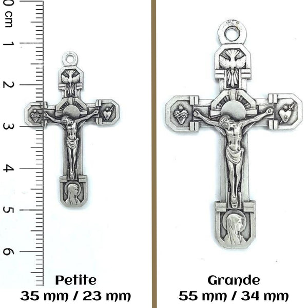 Lot De 3 Crucifix Du Pardon Catholique Argenté 6,3 Cm – Indulgence Plénière, Fabriqué En Italie Pour Chapelet