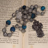 CHAPELET DE SAINT MICHEL en Jaspe Picasso et Œil de Tigre Bleu Azur Mat (Perles N°7) "LE MICHAELO"