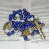 CHAPELET LAURENÇON en Lapis-Lazuli et Pierre de Lune (Perles N°27 et N°41) "LE HYACINTO"