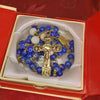 CHAPELET LAURENÇON en Lapis-Lazuli et Pierre de Lune (Perles N°27 et N°41) "LE HYACINTO"