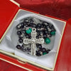 CHAPELET BUIS TEINTE ET MALACHITE "LE MALACHIS"