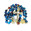 CHAPELET LAURENÇON en Œil de Tigre Bleu Azur (Perle N°3) et Grenat Translucide "L'ACORDIS"