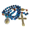 CHAPELET LAURENÇON en Œil de Tigre Bleu Azur (Perle N°3) et Grenat Translucide "L'ACORDIS"