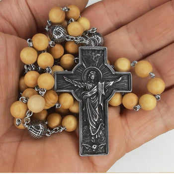 CHAPELET EN BOIS DE BUIS ET INOX 