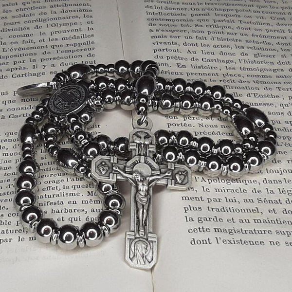 Chapelet De Poche En Paracorde - Une Décennie, Croix Saint Benoît Et Médaille Saint Joseph - Cadeau Religieux En Velours