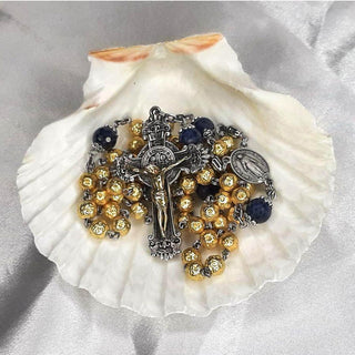 CHAPELET ARGENT VERMEIL / SAPHIR-ÉMERAUDE-RUBIS LE RUSAEM