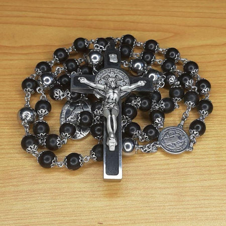 CHAPELET LAURENÇON en Bois d'Ébène et Inox 