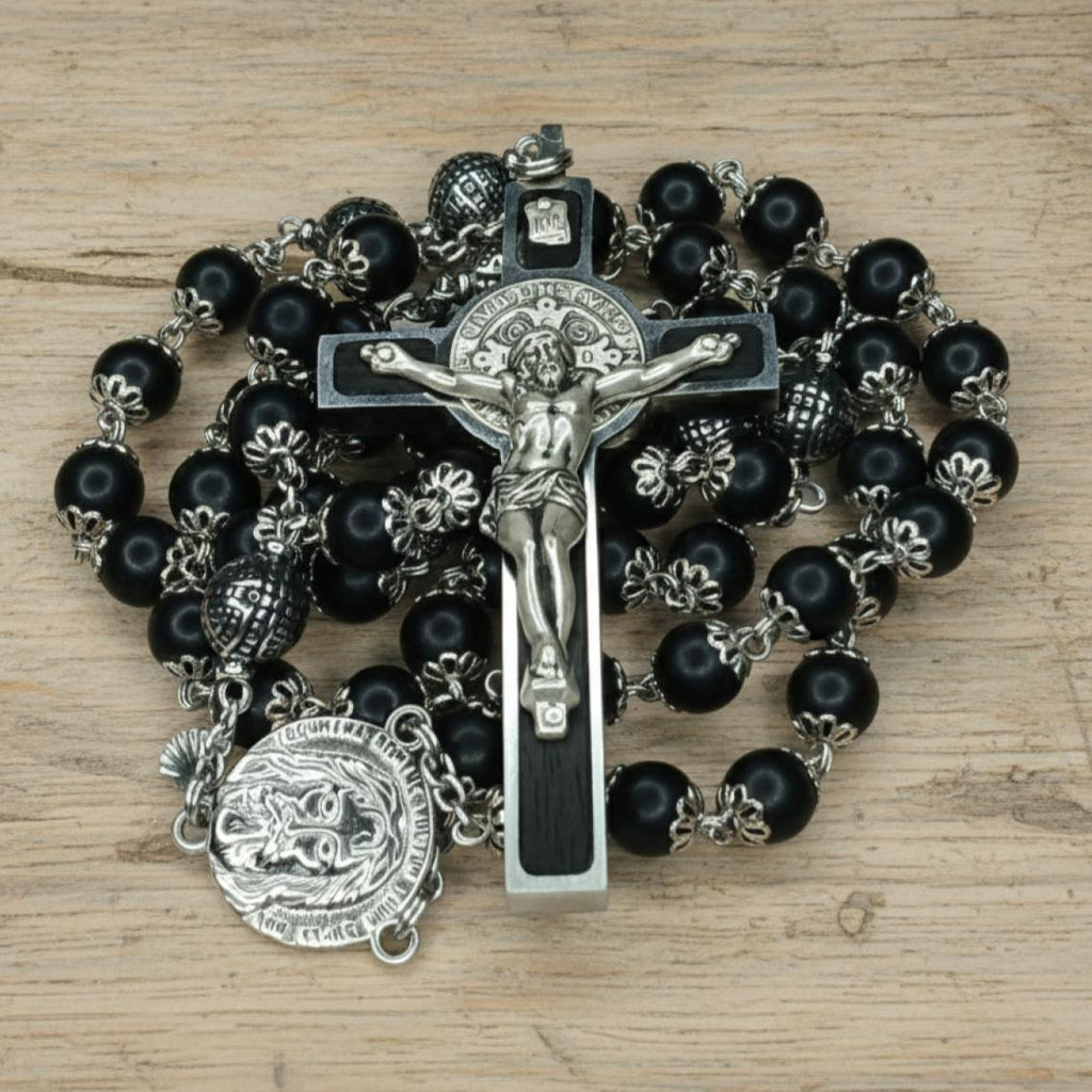 LAURENÇON ROSARY in Ebony Wood and Stainless Steel "L'HEBENUM" 