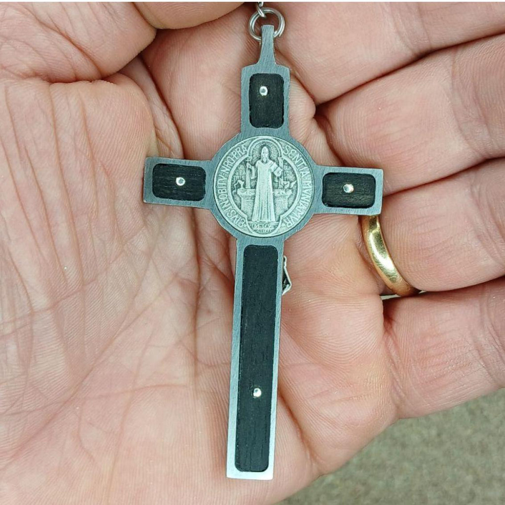 LAURENÇON ROSARY in Ebony Wood and Stainless Steel "L'HEBENUM" 