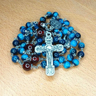 Chapelet Œil de Tigre Bleu Azur & Grenat – L'ACORDIS