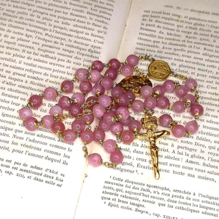 CHAPELET EN JADE ROSE  