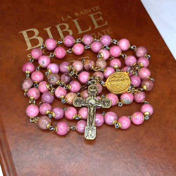 CHAPELET EN RHODONITE  