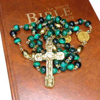 GREEN TIGER'S EYE ROSARY LE BOUTELLO