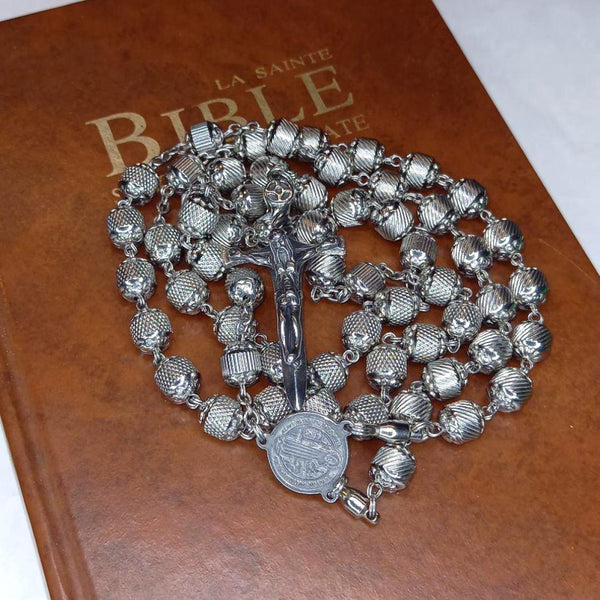 Chapelet De Doigt (dizainier) En Argent Avec Croix Celtique - 5 Cm, Fabriqué En Italie - Bijou Religieux Miniature