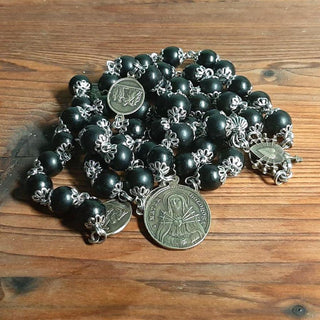 CHAPELET DE NOTRE DAME DES 7 DOULEURS EN BUIS TEINTE