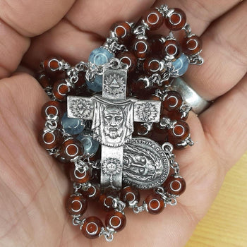 Rosary of the Precious Blood in Garnet and Aquamarine 