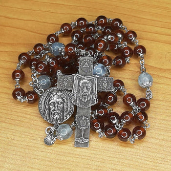 Rosary of the Precious Blood in Garnet and Aquamarine 
