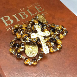 NATURAL TIGER'S EYE ROSARY THE TIGRELA
