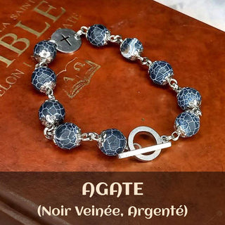 BRACELET DIZAINIER ORAMUSTE EN AGATE (Noir Veinée)