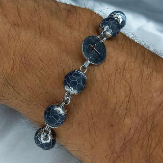 BRACELET DIZAINIER ORAMUSTE EN AGATE (Noir Veinée)