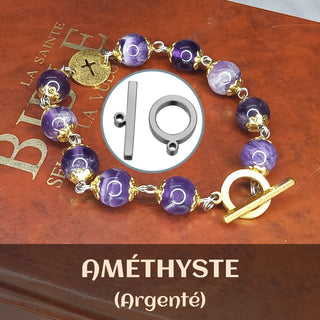 LAURENÇON ROSARY in Purple Amethyst (Bead No. 18) and Aventurine (Bead No. 37) "THE AMETIUS" 