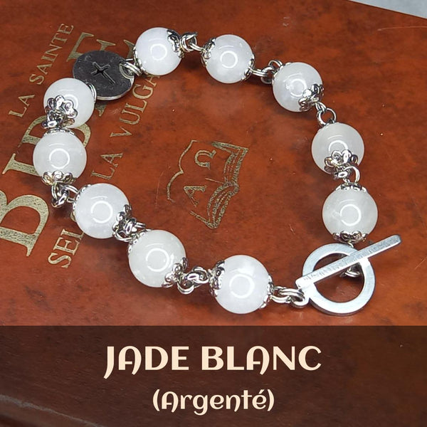 BRACELET DIZAINIER "OramusTe" EN JADE (Blanc)