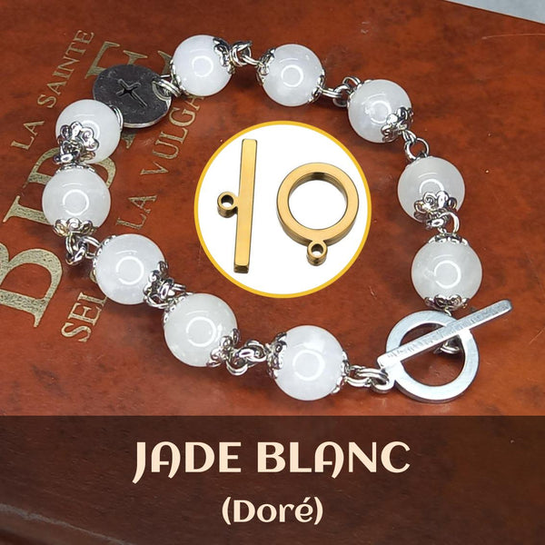 BRACELET DIZAINIER "OramusTe" EN JADE (Blanc)