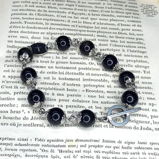 PULSERA DECENARIO ORAMUSTE DE OBSIDIANA (Negro con Reflejo Gris)