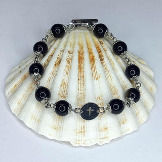 PULSERA DECENARIO ORAMUSTE DE OBSIDIANA (Negro con Reflejo Gris)