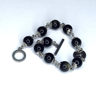 PULSERA DECENARIO ORAMUSTE DE OBSIDIANA (Negro con Reflejo Gris)