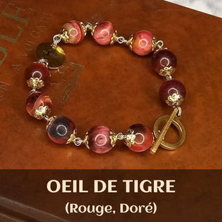 BRACELET DIZAINIER ORAMUSTE EN ŒIL DE TIGRE (Rouge)