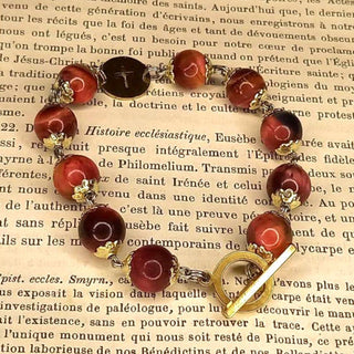 BRACELET DIZAINIER ORAMUSTE EN ŒIL DE TIGRE (Rouge)