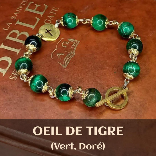 BRACELET DIZAINIER "OramusTe" EN ŒIL DE TIGRE (Vert)