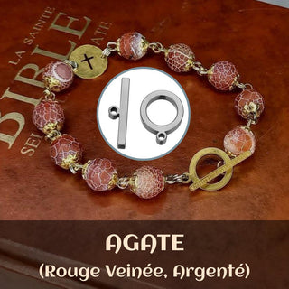 BRACELET DIZAINIER ORAMUSTE EN AGATE (Rouge Veinée)