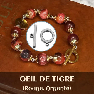 BRACELET DIZAINIER ORAMUSTE EN ŒIL DE TIGRE (Rouge)