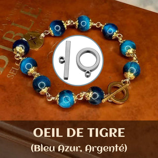 BRACELET DIZAINIER ORAMUSTE EN ŒIL DE TIGRE (Bleu Azur)