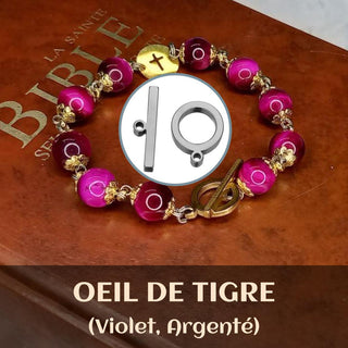ORAMUSTE TIGER EYE ROSARY BRACELET (Fuchsia purple)