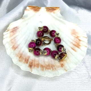 ORAMUSTE TIGER EYE ROSARY BRACELET (Fuchsia purple)