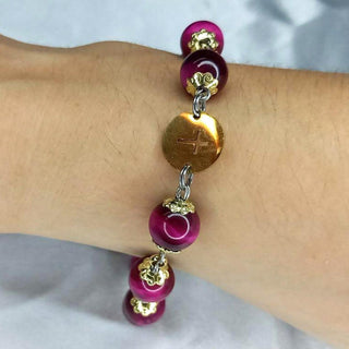 ORAMUSTE TIGER EYE ROSARY BRACELET (Fuchsia purple)