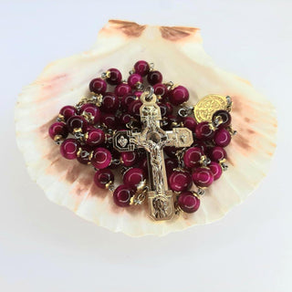 FUCHSIA TIGER EYE ROSARY LE CARDINAL