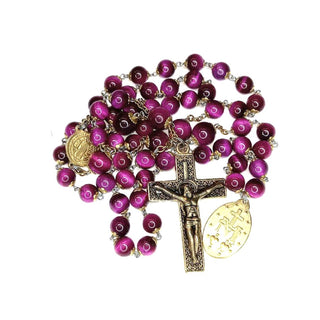 FUCHSIA TIGER EYE ROSARY LE CARDINAL