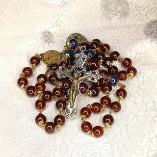 CHAPELET GRENAT TRANSLUCIDE ET SAPHIR LE SANGUINIS