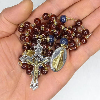 CHAPELET GRENAT TRANSLUCIDE ET SAPHIR LE SANGUINIS
