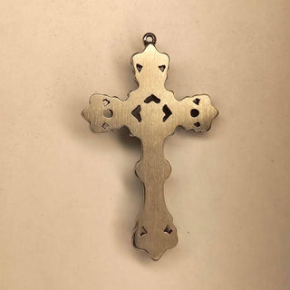 CRUZ DE ROSARIO FLOR DE LIS (ACERO INOXIDABLE)