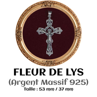 CROIX DE CHAPELET LA FLEUR DE LYS (ARGENT MASSIF)
