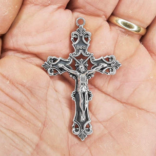 CROIX DE CHAPELET LA FLEUR DE LYS (ARGENT MASSIF)