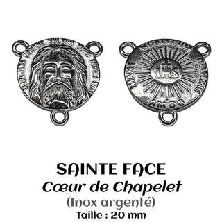 HOLY FACE MEDAL, TRIPLE STAINLESS STEEL RINGS FOR ROSARY HEART
