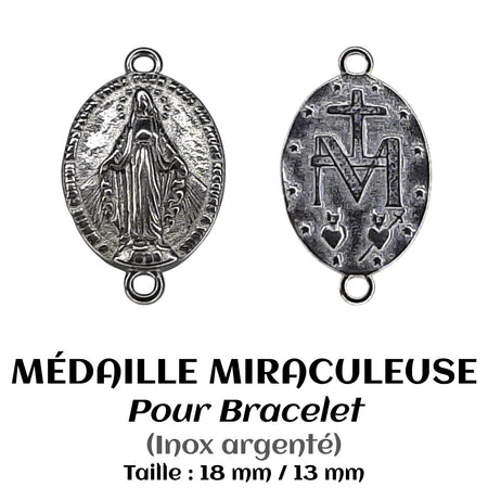 MÉDAILLE MIRACULEUSE DOUBLE ANNEAUX EN ACIER INOXYDABLE POUR BRACELET