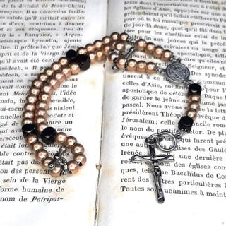 Chapelet Bracelet RosArmy® N°10 – Rosé & Noir, garanti à vie